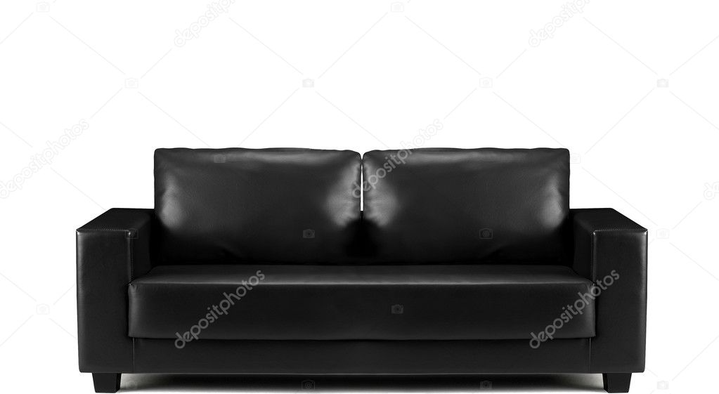 Imágenes sofa de cuero sofá de cuero negro moderno aislado — Foto de