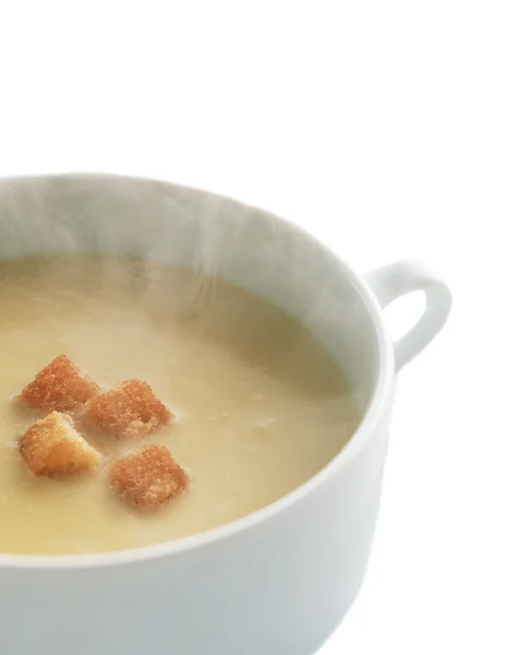 Lentil cream soup with dry bred crumbs — Stock Image Lentil cream soup with dry bred crumbs Royalty Free Stock Images