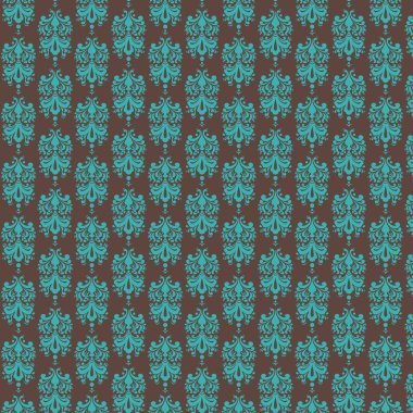 Brown & Blue Damask Paper clipart