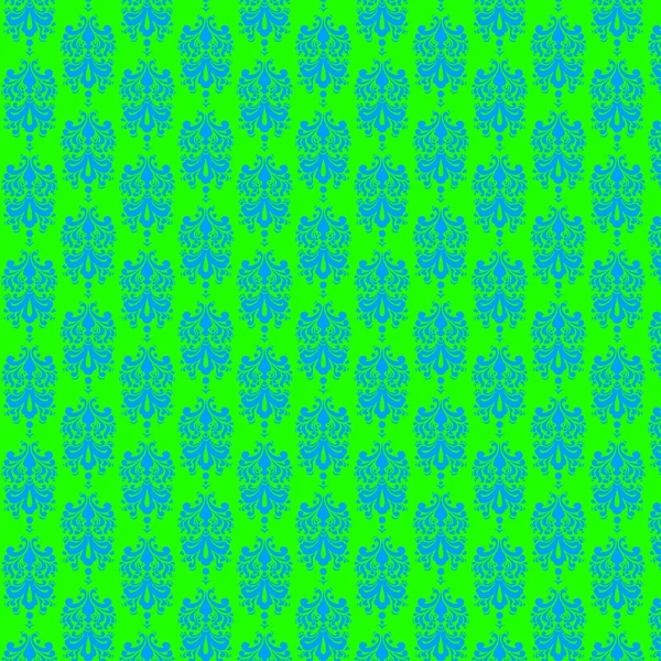 Floresan yeşil & mavi damask kağıt — Stok fotoğraf
