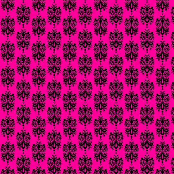 Horký růžový & černé damaškové papír — Stock fotografie