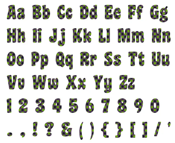 Polka Dot harfler ve sayılar II ayarla — Stok fotoğraf