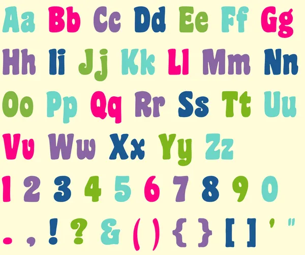 다채로운 알파벳 문자 및 숫자 — 스톡 사진