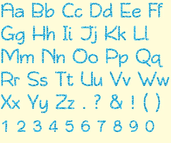 Camo αλφάβητο μπλε γράμματα & αριθμοί — Φωτογραφία Αρχείου