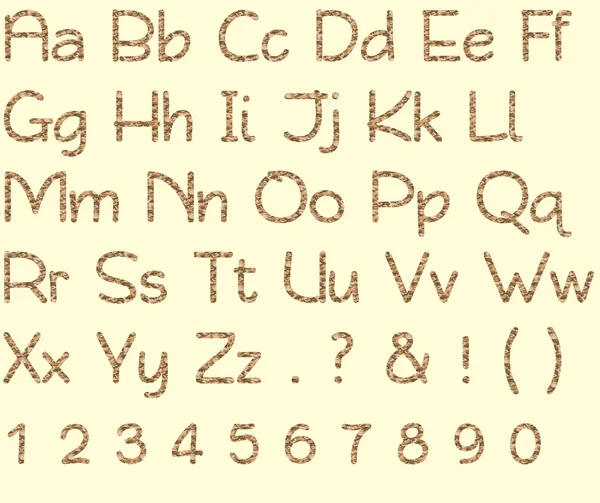 棕色迷彩字母表字母 7 个号码 — 图库照片