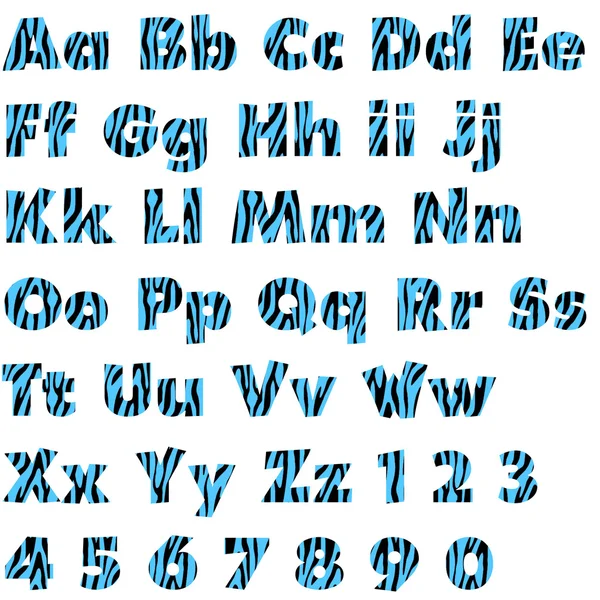 Conjunto de alfabetos azul e preto Zebra — Fotografia de Stock