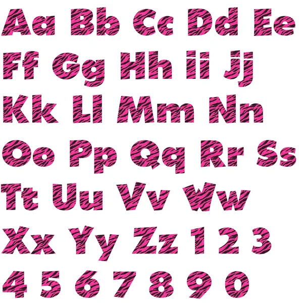 Hot Pink idealna Glitter Zebra zestaw alfabet — Zdjęcie stockowe