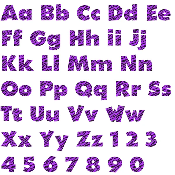 紫色闪光 & 斑马字母集 — 图库照片