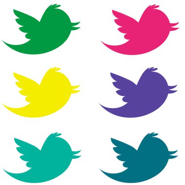 Colorful Twitter Birds Pack2 clipart