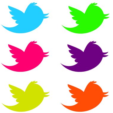 Fluorescent Twitter Birds clipart