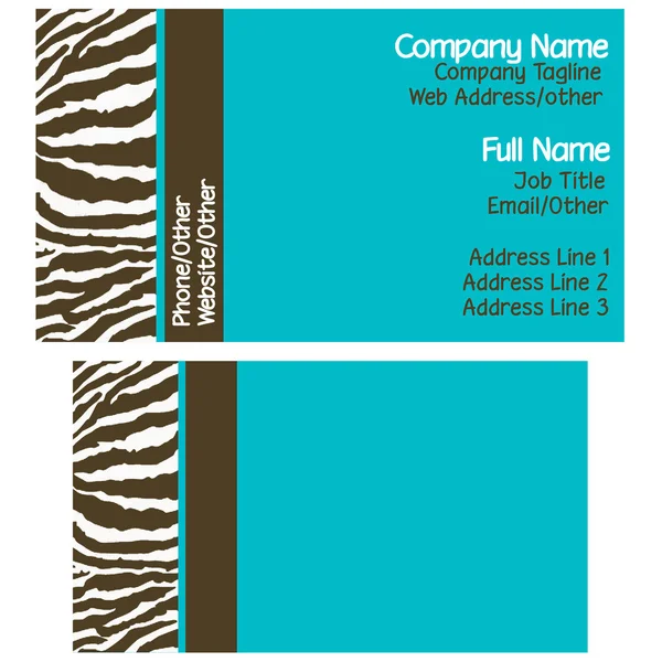 Braune & blaue Zebra-Visitenkarten — Stockfoto