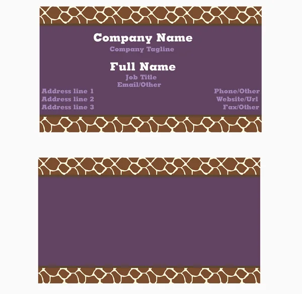 Фиолетовый & коричневый Жираф визитные карточки — стоковое фото