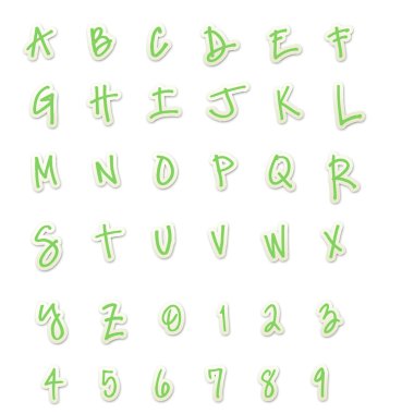 Green Sticker Style ABC's clipart