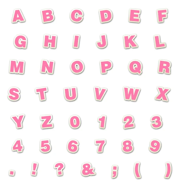 Pink Sticker Style ABC's & 123's — Stock Photo, Image