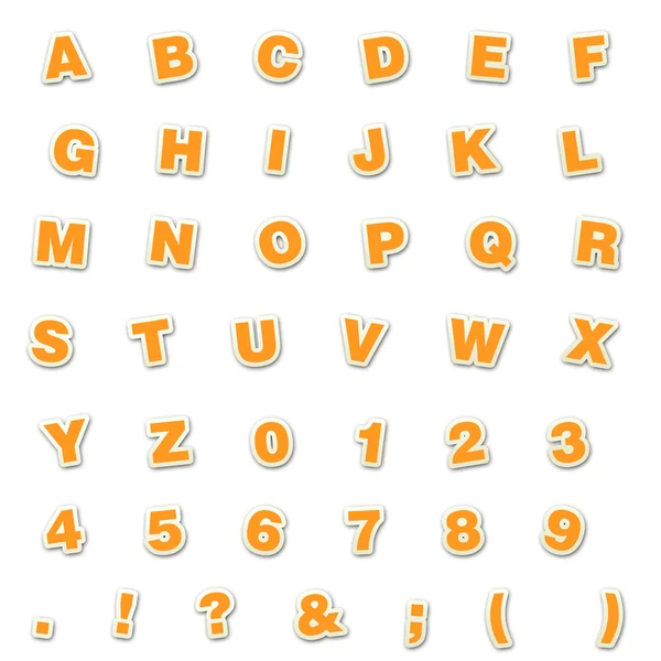 Oranssi tarra tyyli ABC: n & 123: n — kuvapankkivalokuva
