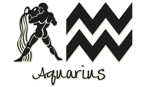 Aquarius Zeichen - schwarzer Aufkleber — Stockfoto