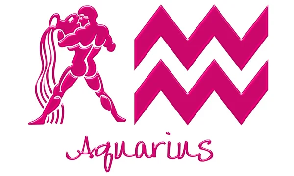 Aquarius Zeichen - rosa Kunststoff — Stockfoto