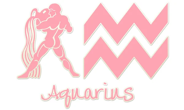 Aquarius Zeichen - rosa Aufkleber — Stockfoto