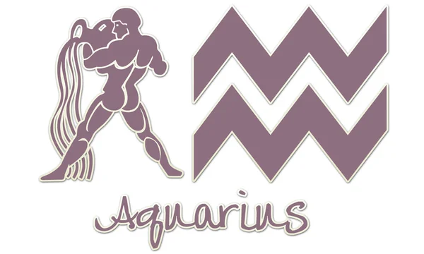 Aquarius Signs - Purple Sticker — Stock Photo, Image