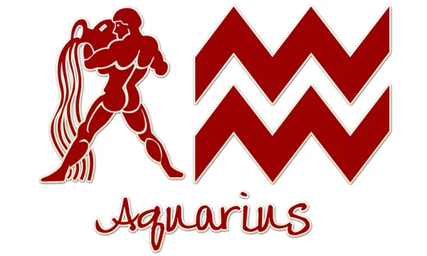 Aquarius Signs - Red Sticker — Stock Photo, Image