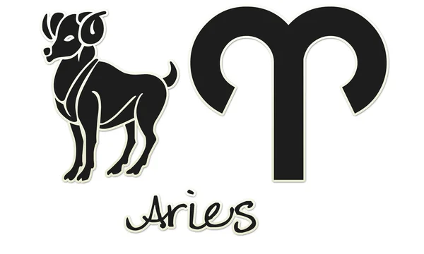 Signos de Aries - Etiqueta engomada negra — Foto de Stock