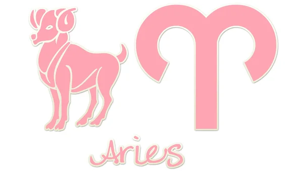 Signos de Aries - Etiqueta engomada rosa —  Fotos de Stock