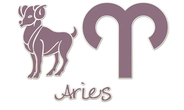 Aries tekenen - paarse sticker — Stockfoto