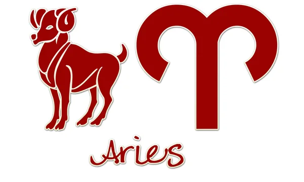Aries signos - Etiqueta engomada roja — Foto de Stock