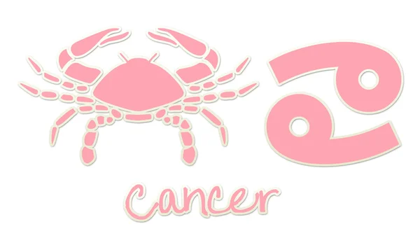 Signo de cáncer - Etiqueta engomada rosa —  Fotos de Stock