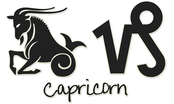 Capricorn Signs - Black Sticker — Stock Photo, Image