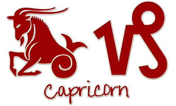 Capricorn Signs - Red Sticker — Stock Photo, Image