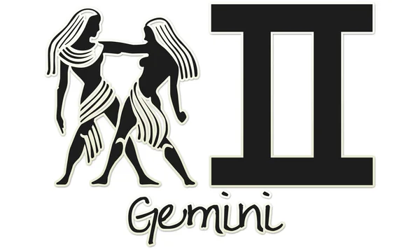 Gemini Zodiac Signs - Black Sticker — Stock Photo, Image