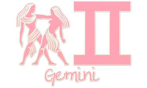 Gemini znamení - růžová nálepka — Stock fotografie