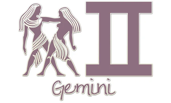 Gemini tekenen - paarse sticker — Stockfoto