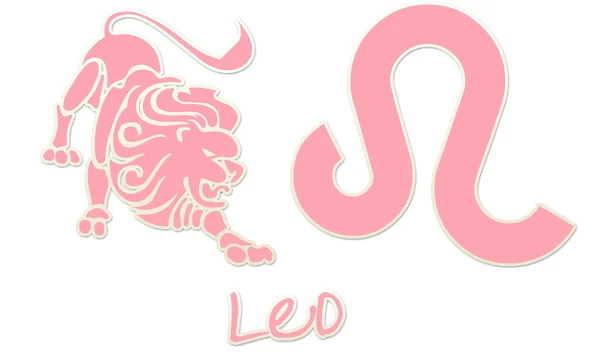 Leo signos - Etiqueta engomada rosa — Foto de Stock