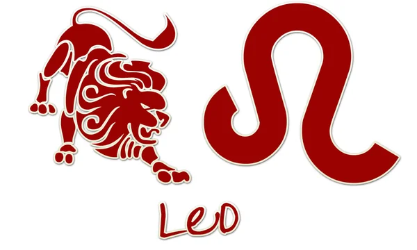 Leo signos - Etiqueta engomada roja — Foto de Stock