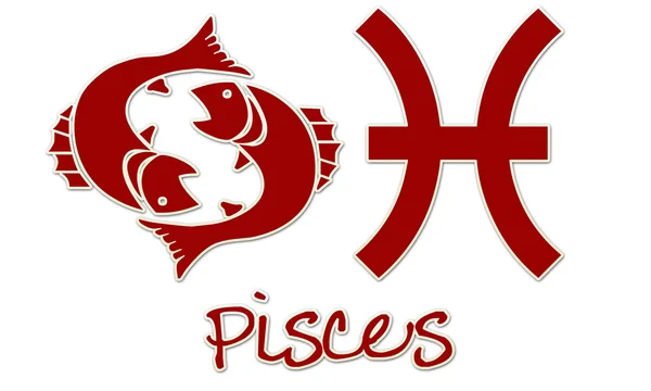 Pisces - Red Sticker — Stock Photo, Image