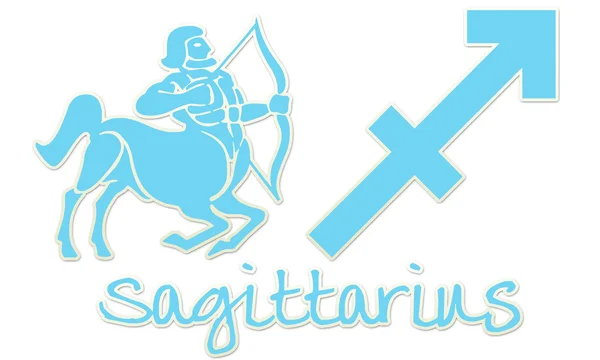 Sagittarius Zeichen - blaue Aufkleber — Stockfoto