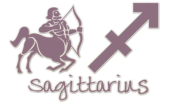 Signos de Sagitario - Pegatina púrpura —  Fotos de Stock