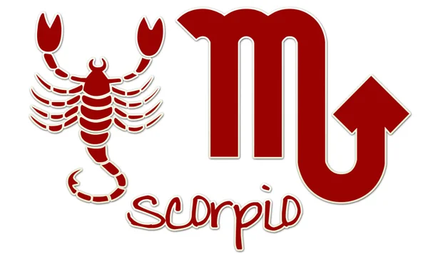 Signos de escorpión - Etiqueta engomada roja — Foto de Stock