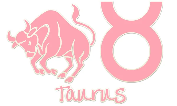 Taurus tekenen - roze sticker — Stockfoto