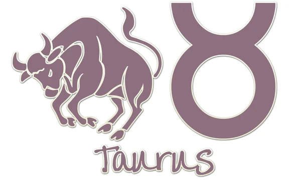 Taurus tekenen - paarse sticker — Stockfoto