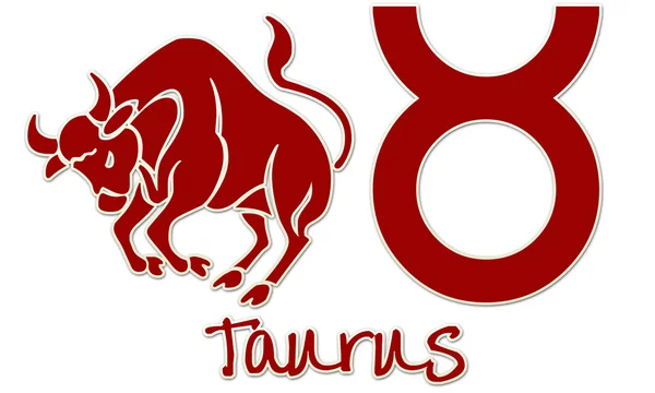 Taurus znamení - červená nálepka — Stock fotografie