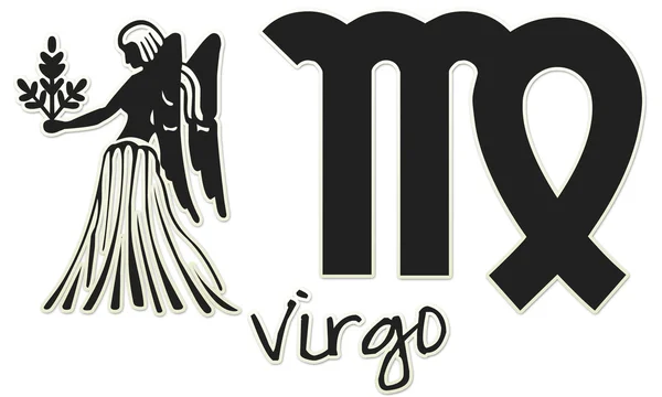 Virgo signos - Etiqueta engomada Negro —  Fotos de Stock