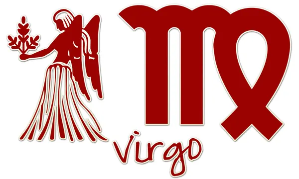 Virgo signos - Etiqueta engomada roja —  Fotos de Stock