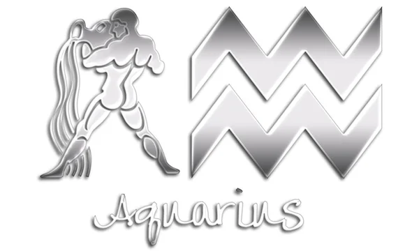 Aquarius Signs - Chrome — Stock Photo, Image