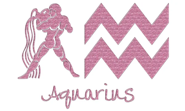 Aquarius znamení - růžové třpytky — Stock fotografie