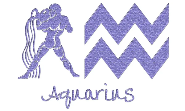 Aquarius Signs - Purple Glitter — Stock Photo, Image