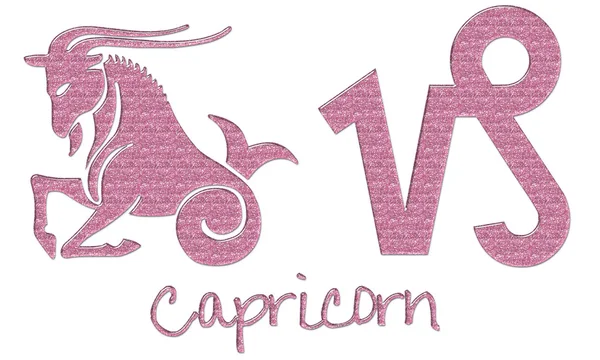 Capricorn Signs - Pink Glitter — Stock Photo, Image