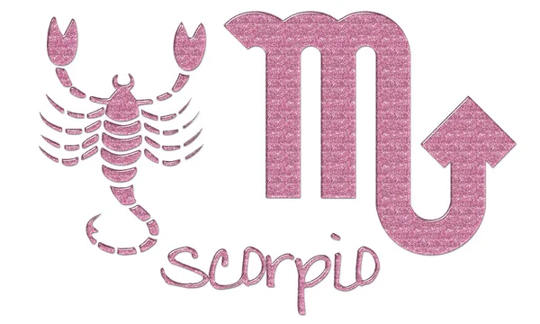 Skorpion znaki - fioletowy Brokat — Zdjęcie stockowe